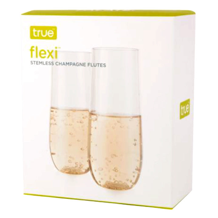 True Flexi Stemless Champagne Flute Set, Clear, 8 oz - 2 count