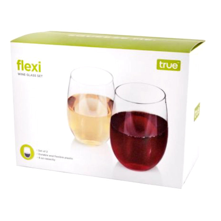 TRUE FLEXI PLASTIC STEMLESS WINE GLASS 15oz. 2-PACK